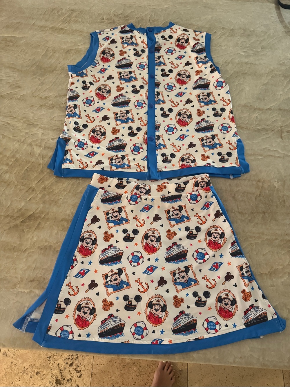 Women’s Magical Mickey Minnie Cruise Two-Piece Set in White & Blue Nautical